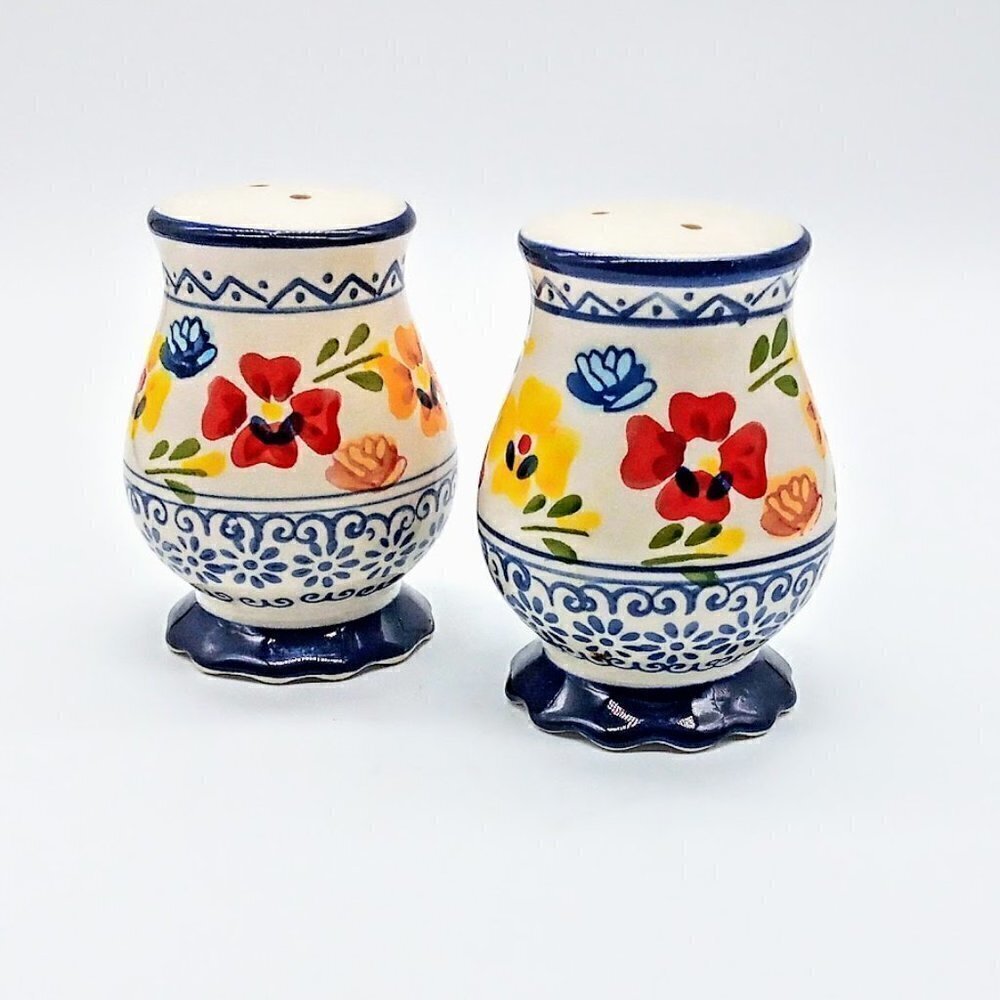 Gibson Elite Hand-Painted Floral Stoneware Salt & Pepper Shakers